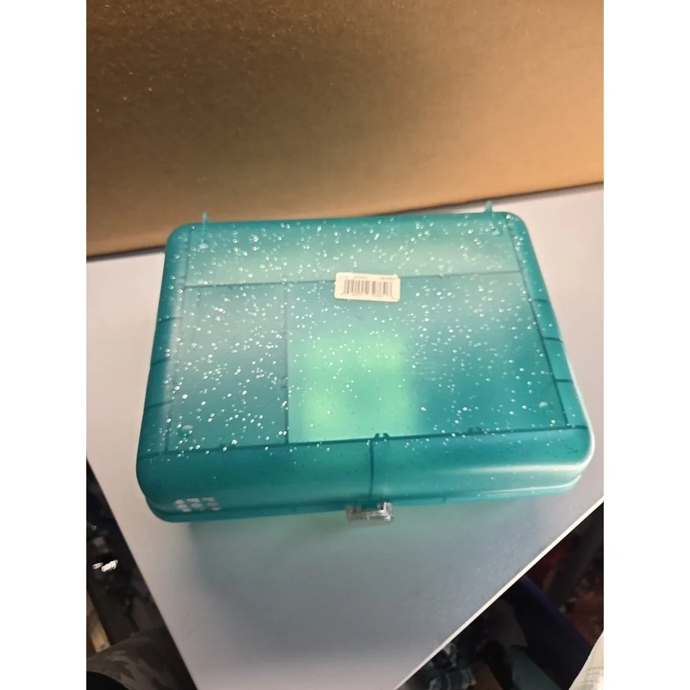 Vintage Caboodles Jellies Organizer Vanity Teal Blue Glitter Makeup Case 2762